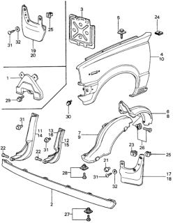 1983 Honda Civic Splash Guard, Left Rear Diagram for 81820-SA3-740