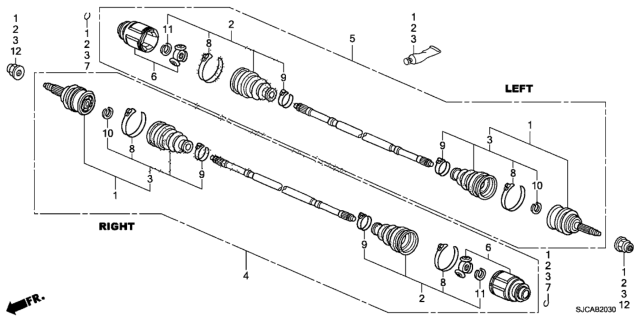2014 Honda Ridgeline 4 Door RTL-S (SPECIAL EDITION) KA 5AT Rear Driveshaft Diagram