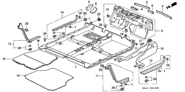 1994 Honda Civic Clip, Guide Diagram for 64436-692-000