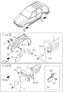 1999 Honda Passport Inner Front Fender - Mud Guard Diagram