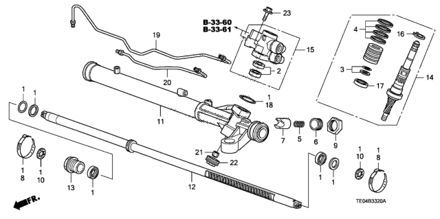 2011 Honda Accord P.S. Gear Box Components Diagram