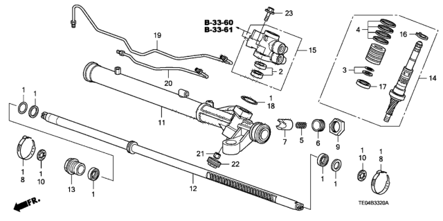 2008 Honda Accord P.S. Gear Box Components Diagram