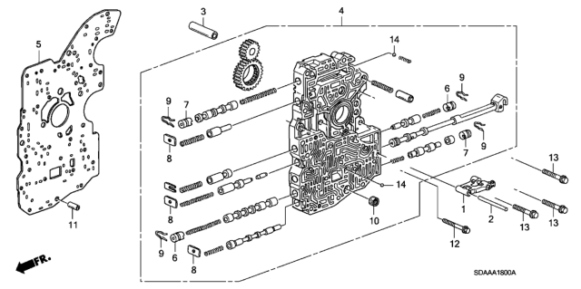 2007 Honda Accord AT Main Valve Body (V6) Diagram