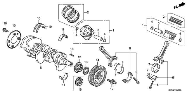 2012 Honda Ridgeline Ring Set, Piston (Os 0.25) (Allied Ring) Diagram for 13021-RV0-A01