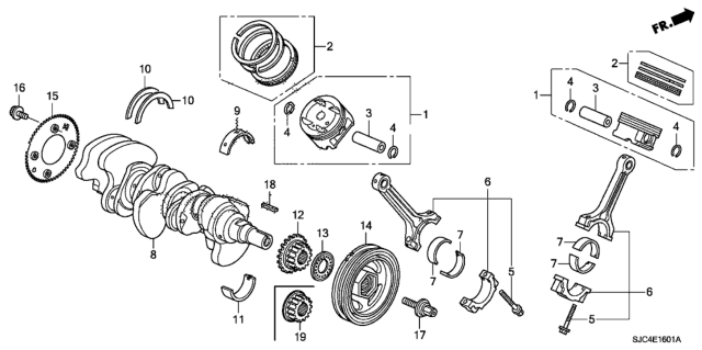 2012 Honda Ridgeline Bearing A, Main (Upper) (Black) (Taiho) Diagram for 13321-RYE-A02