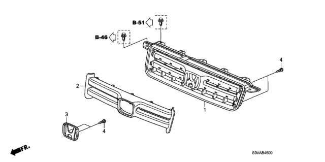 2008 Honda Pilot Front Grille Diagram