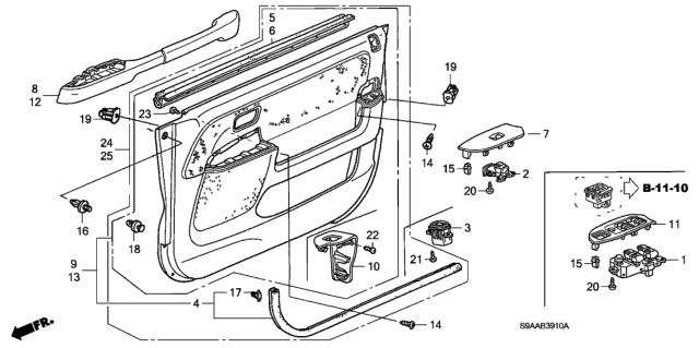 2006 Honda CR-V Lining, L. FR. Door (Typea) (Black) Diagram for 83583-SCA-A31ZA
