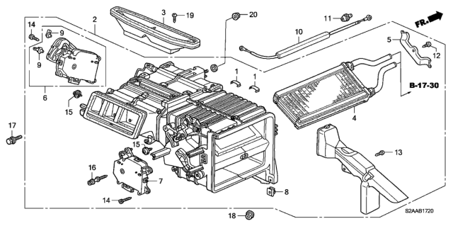 2008 Honda S2000 Heater Unit Diagram for 79100-S2A-A02