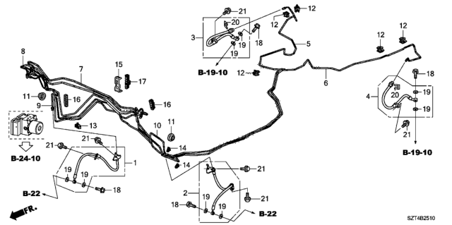 2011 Honda CR-Z Hose Set, Left Rear Brake Diagram for 01468-TM8-G00