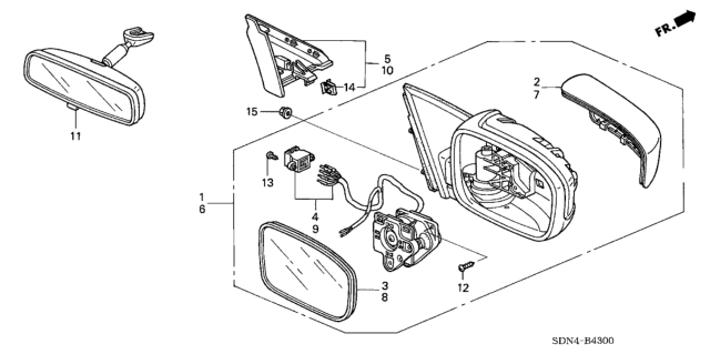 2004 Honda Accord 2 Door EX KA 5MT Mirror Diagram