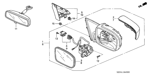 2003 Honda Accord Mirror Assembly, Passenger Side Door (Desert Mist Metallic) (R.C.) Diagram for 76200-SDN-A01ZH