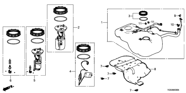 2020 Honda Passport 5 Door EXL (2WD) KA 9AT Fuel Tank Diagram