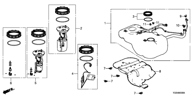 2021 Honda Passport TANK SET, FUEL Diagram for 17044-TG7-A20