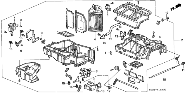 1994 Honda Accord Heater Unit Diagram for 79100-SV1-A12