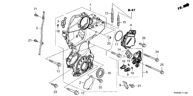 2021 Honda Clarity Plug-In Hybrid Pipe Complete, Oil Lev Diagram for 15200-5R0-000