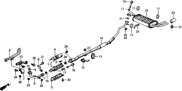 1989 Honda Civic 5 Door ** (WAGOVAN) KA 5MT Exhaust System Diagram