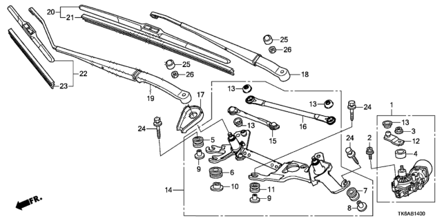 2013 Honda Fit Front Windshield Wiper Diagram