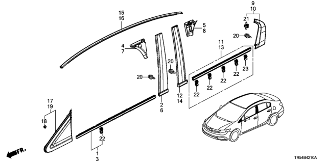 2012 Honda Civic 4 Door GX (NAVIGATION) KA 5AT Molding Diagram