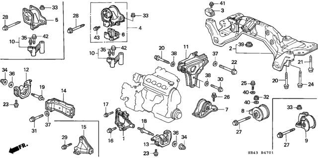 1995 Honda Civic Beam, RR. (Power Steering) Diagram for 50200-SR3-C50