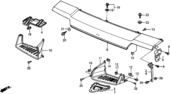 1987 Honda CRX 2 Door HF KA 5MT Front Mask Diagram