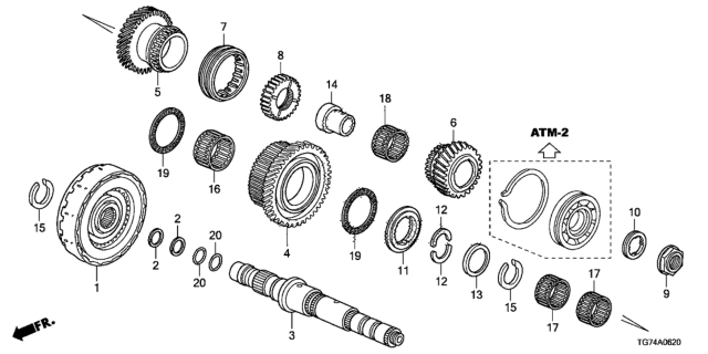 2017 Honda Pilot 5 Door LX (2WD) KA 6AT AT Third Shaft - Clutch (4th) Diagram