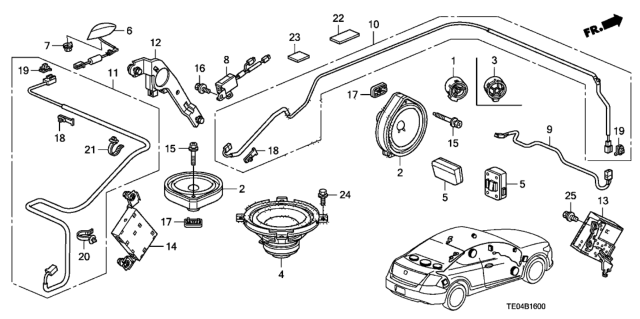 2009 Honda Accord Radio Antenna - Speaker Diagram