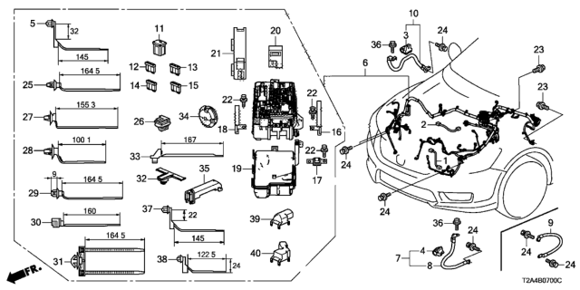 2013 Honda Accord Wire Harness, Engine Room Diagram for 32200-T2A-A40