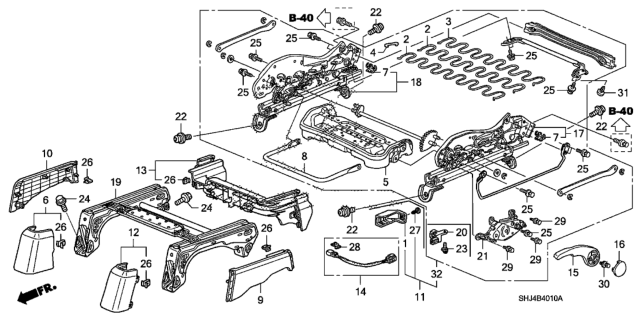 2007 Honda Odyssey Front Seat Components (Driver Side) (Manual Height) Diagram