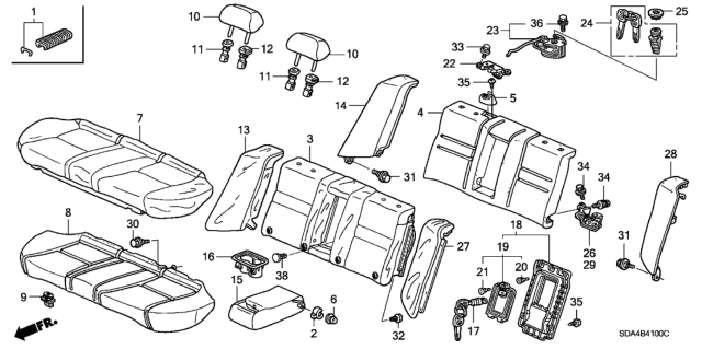 2003 Honda Accord Cover, Left Rear Side Seat-Back Trim (Ivory) (Leather) Diagram for 82551-SDC-A31ZC