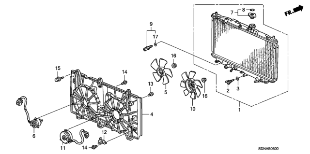 2007 Honda Accord Radiator (L4) (Denso) Diagram