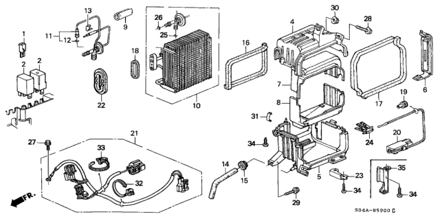 1999 Honda Civic 4 Door GX (ABS) KA 4AT A/C Unit Diagram