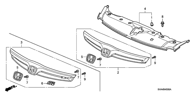 2006 Honda Civic Grille Assembly, Front (Fiji Blue Pearl) Diagram for 75100-SVB-A01ZA