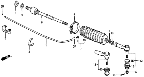 1987 Honda Prelude 2 Door SI KA 5MT Tie Rod Diagram