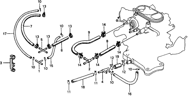 1979 Honda Civic Clamp A, Tube Diagram for 17205-657-671