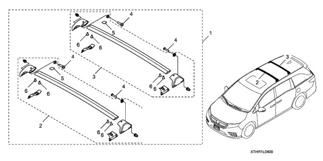 2020 Honda Odyssey 5 Door EX (HPPG 10AT) KA XAT Crossbars Diagram