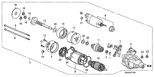 2008 Honda S2000 2 Door CR (WITH AC) KA 6MT Starter Motor (Denso) Diagram