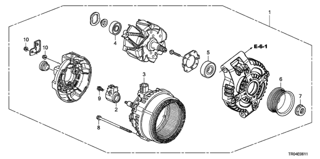 2012 Honda Civic 4 Door SI (HPT) KA 6MT Alternator (Denso) (2.4L) Diagram