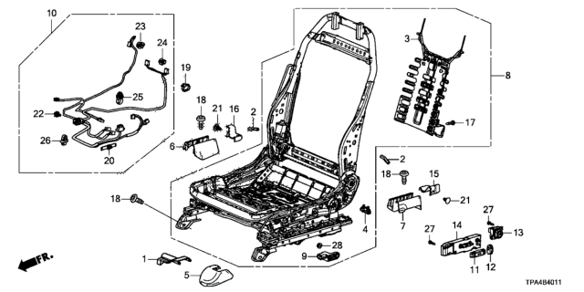 2021 Honda CR-V Hybrid Front Seat Components (Driver Side) (Power Seat) Diagram