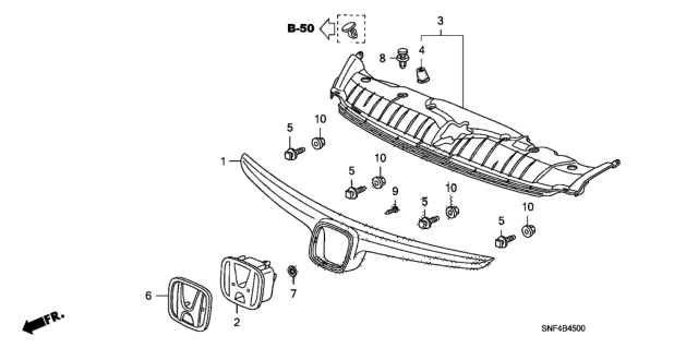 2008 Honda Civic Front Grille Diagram