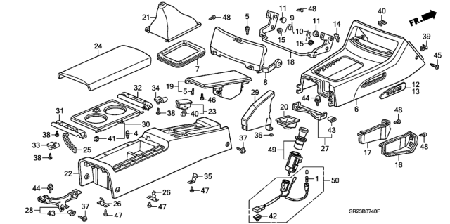 1993 Honda Del Sol Bracket A, RR. Console Diagram for 83446-SR2-000