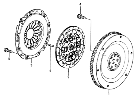 1985 Honda Accord 3 Door LX KL 5MT Clutch - Flywheel Diagram
