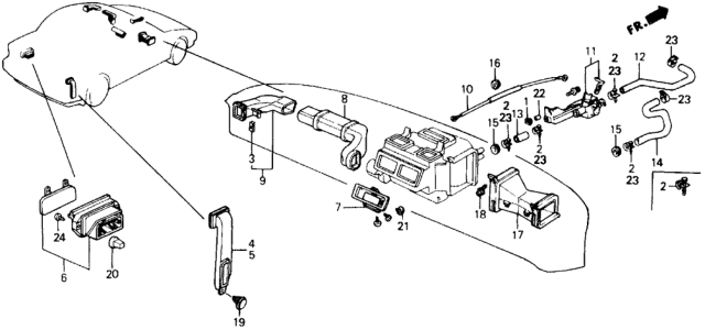 1988 Honda Prelude Duct, Door Air Conditioner Diagram for 77421-SF1-A01