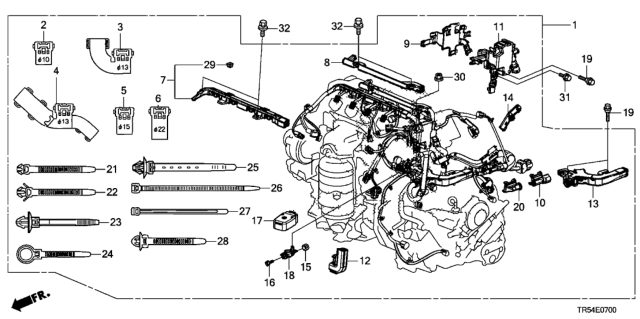 2013 Honda Civic Wire Harness, Engine Diagram for 32110-R1Z-A50