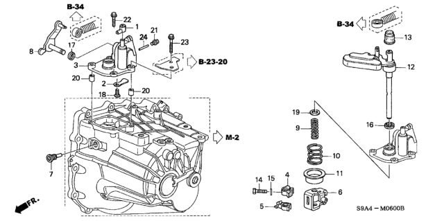 2002 Honda CR-V MT Shift Arm - Shift Lever Diagram