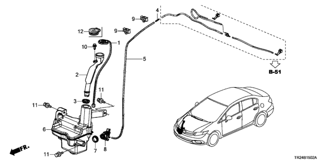 2015 Honda Civic 4 Door MX KL CVT Windshield Washer (2.5L) Diagram