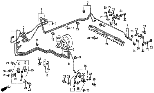 1987 Honda Prelude 2 Door SI KL 4AT Brake Lines Diagram