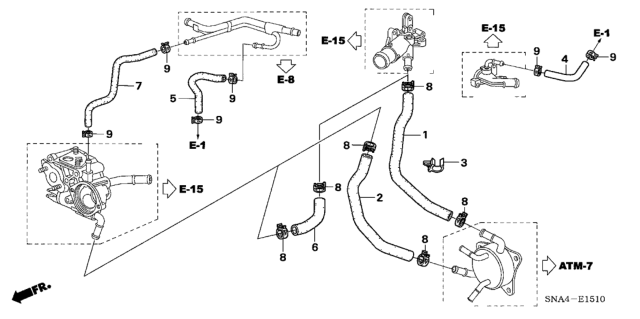 2007 Honda Civic Water Hose (1.8L) Diagram