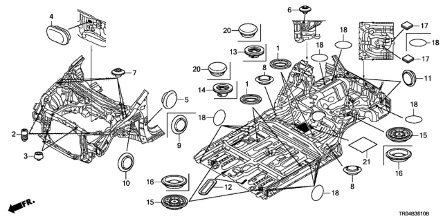 2012 Honda Civic Ins Center,Mid Floor Diagram for 74681-TS6-H00