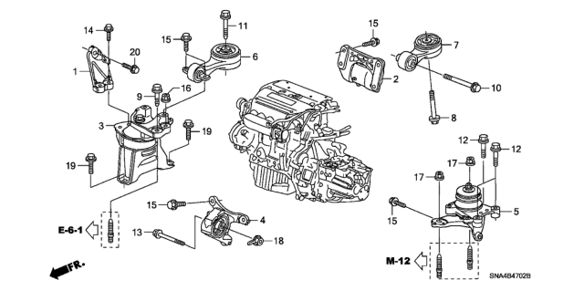 2007 Honda Civic Engine Mounts (2.0L) Diagram