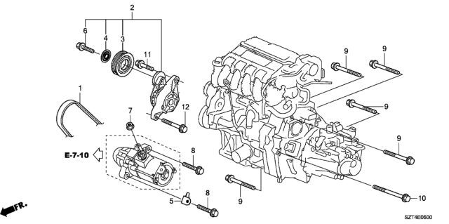 2012 Honda CR-Z Auto Tensioner Diagram